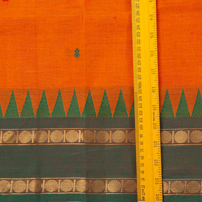 Orange Kanchi Cotton Saree Ganga Jamuna Border For Festive Wear PV MM KC 413