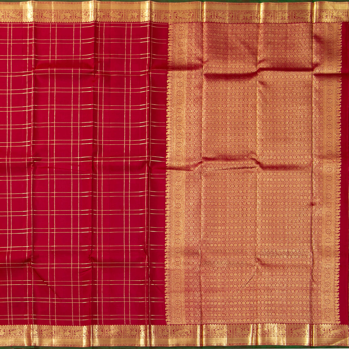 Red Kanchipuram Silk Saree For Wedding Wear PV NYC 2025