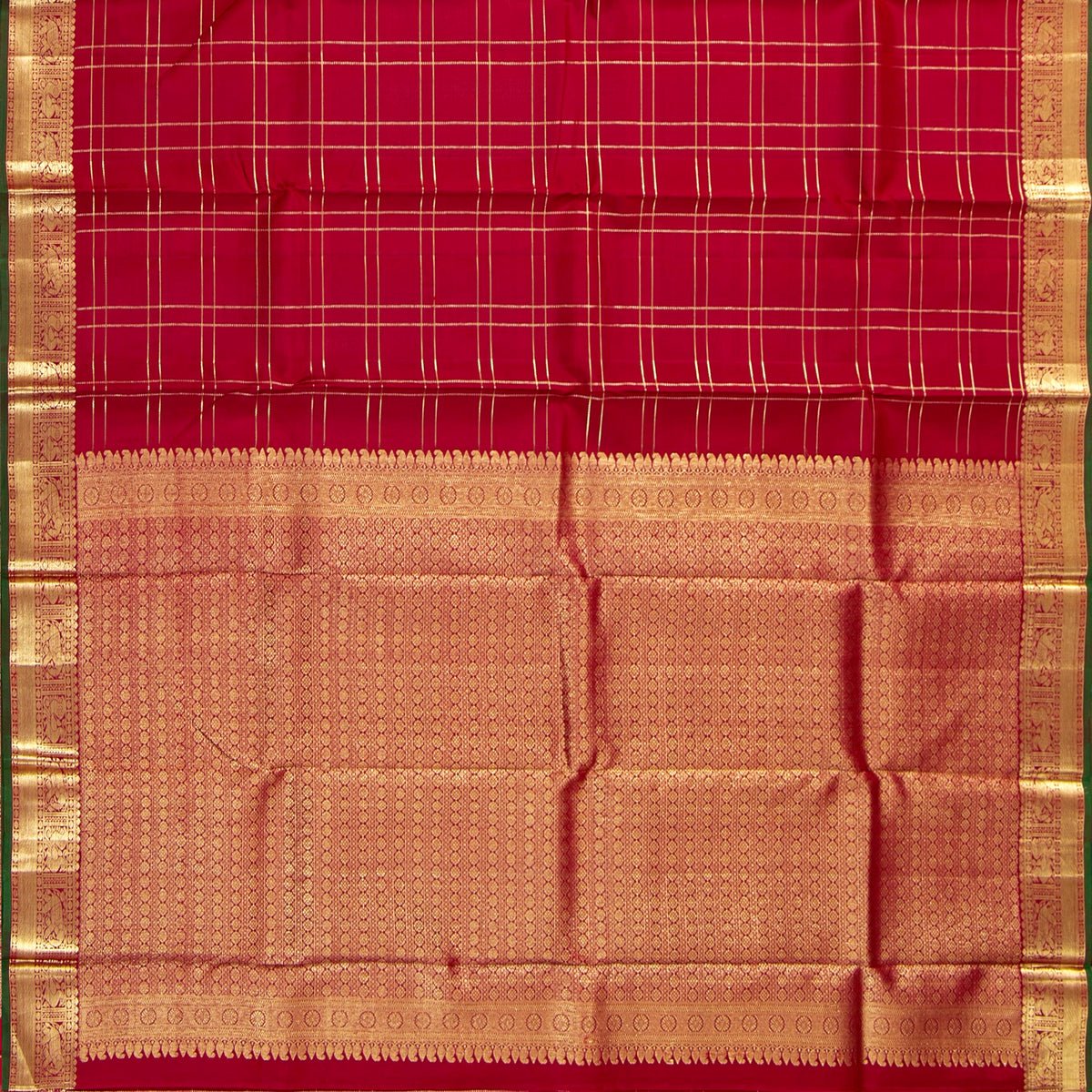 Red Kanchipuram Silk Saree For Wedding Wear PV NYC 2025