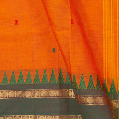 Orange Kanchi Cotton Saree Ganga Jamuna Border For Festive Wear PV MM KC 413
