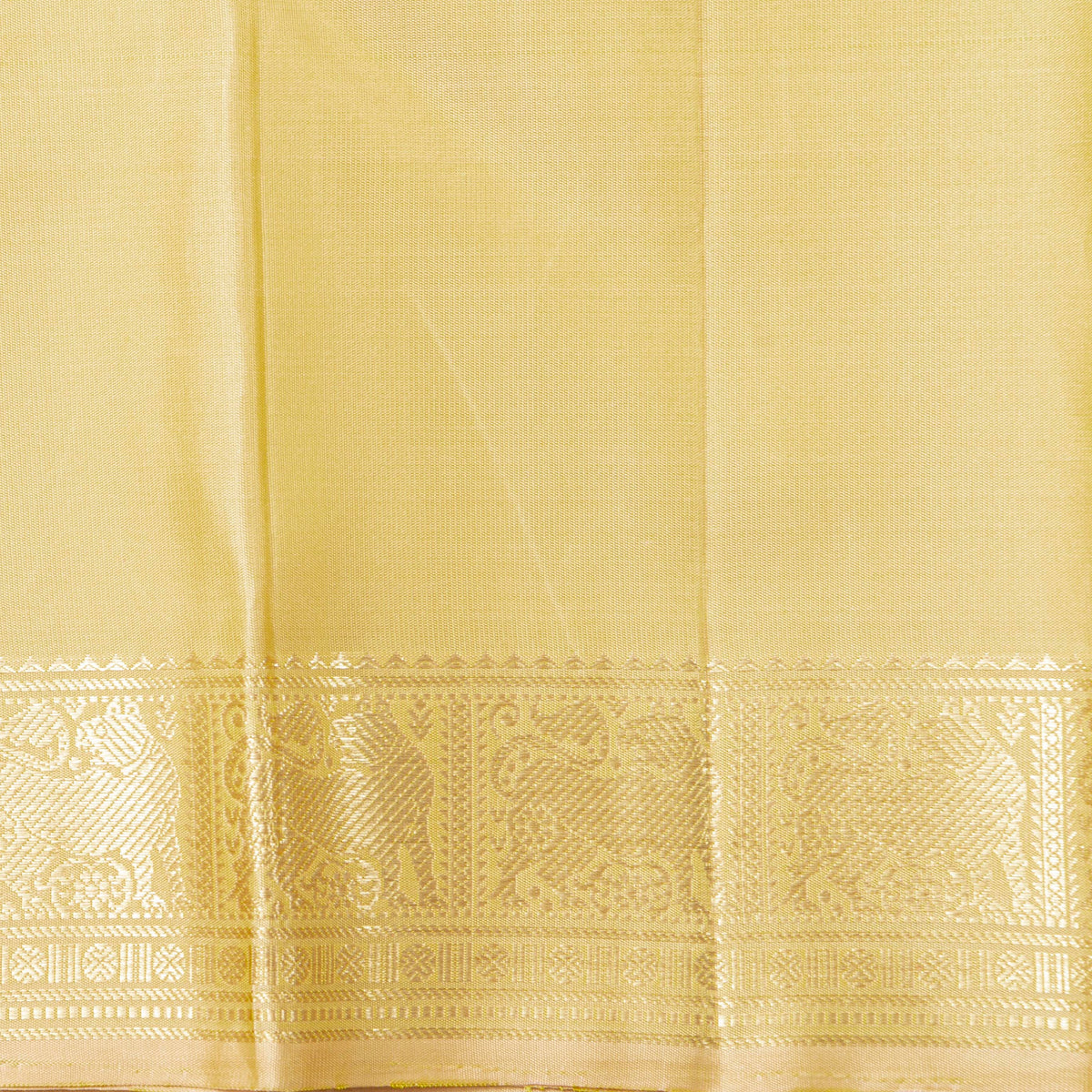 Off White Kanchipuram Silk Saree For Festive Wear PV NYC 1970
