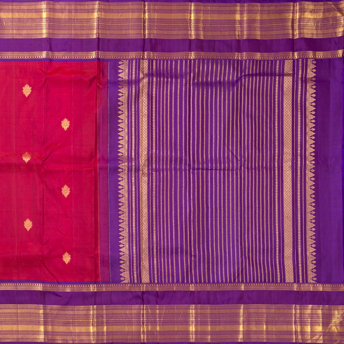 Pink And Purple Kanchipuram Silk Saree For Festive Wear PV NYC 1987
