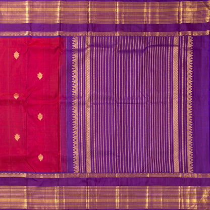 Pink And Purple Kanchipuram Silk Saree For Festive Wear PV NYC 1987