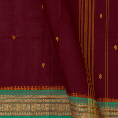 Maroon And Teal Kanchi Cotton Saree For Festive Wear PV MM KC 394 - Cotton Saree - Panjavarnam PV MM KC 394