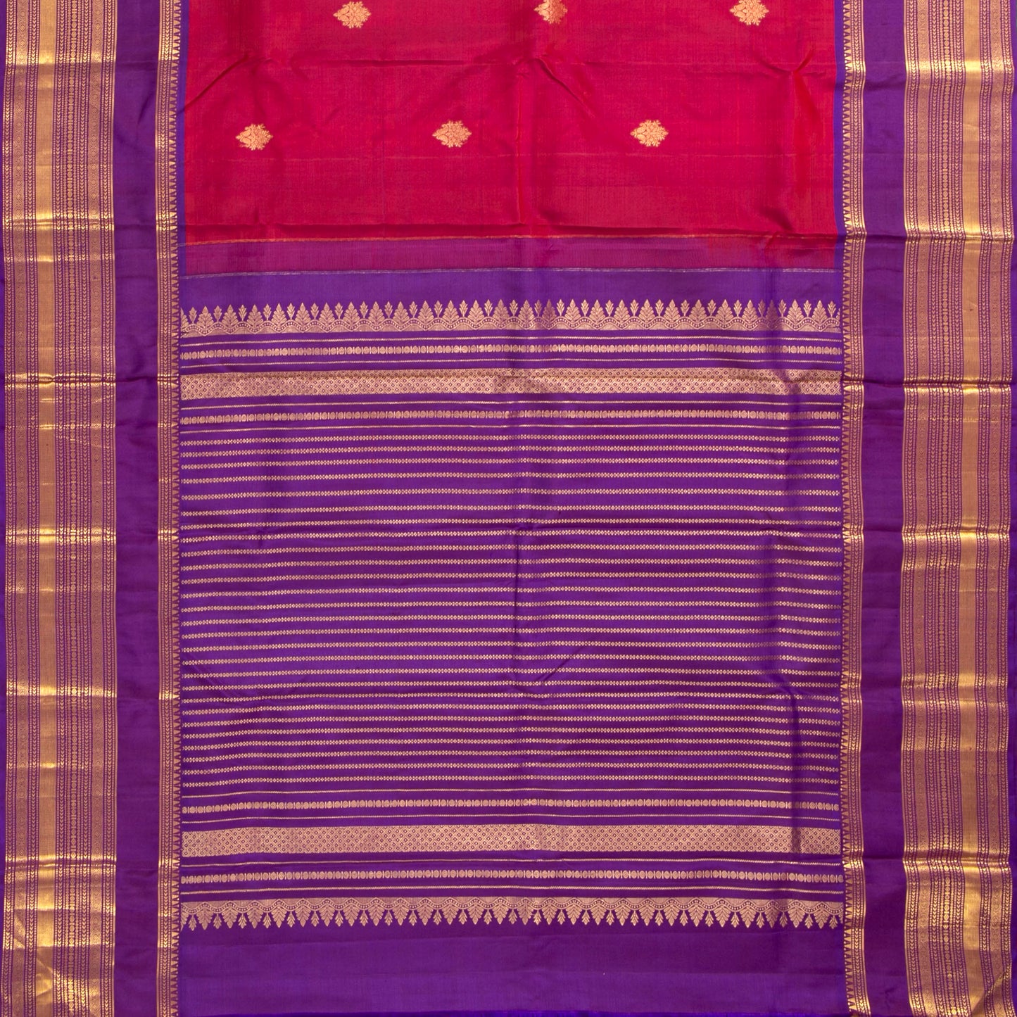 Pink And Purple Kanchipuram Silk Saree For Festive Wear PV NYC 1987