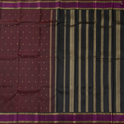Brown And Black Kanchipuram Silk Saree For Festive Wear PV NYC 2018