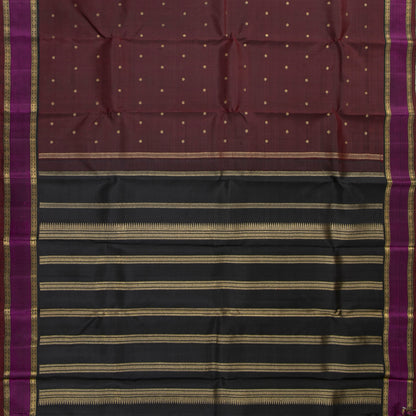 Brown And Black Kanchipuram Silk Saree For Festive Wear PV NYC 2018