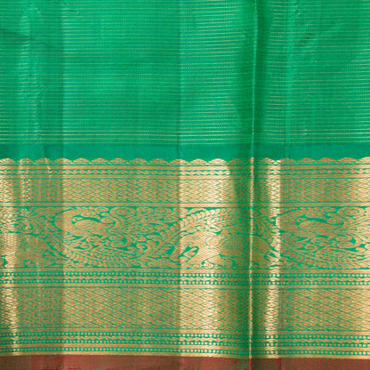 Brown And Sea Green Kanchipuram Silk Saree Vairaoosi For Festive Wear PV NYC 1985