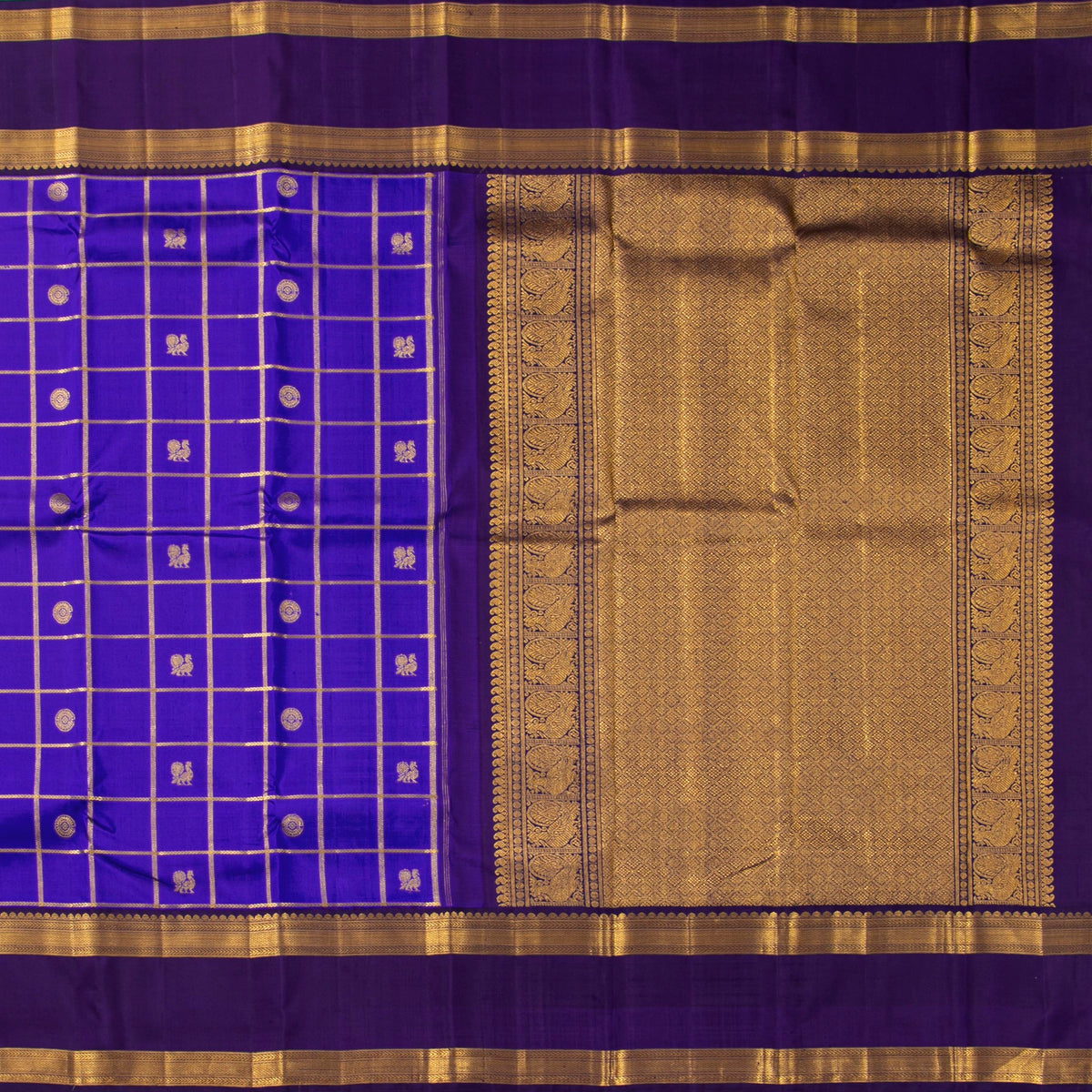 Purple And Violet Kanchipuram Silk Saree For Festive Wear PV NYC 1983