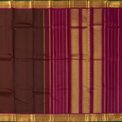 Brown And Magenta Kanchipuram Silk Saree For Festive Wear PV NYC 2023