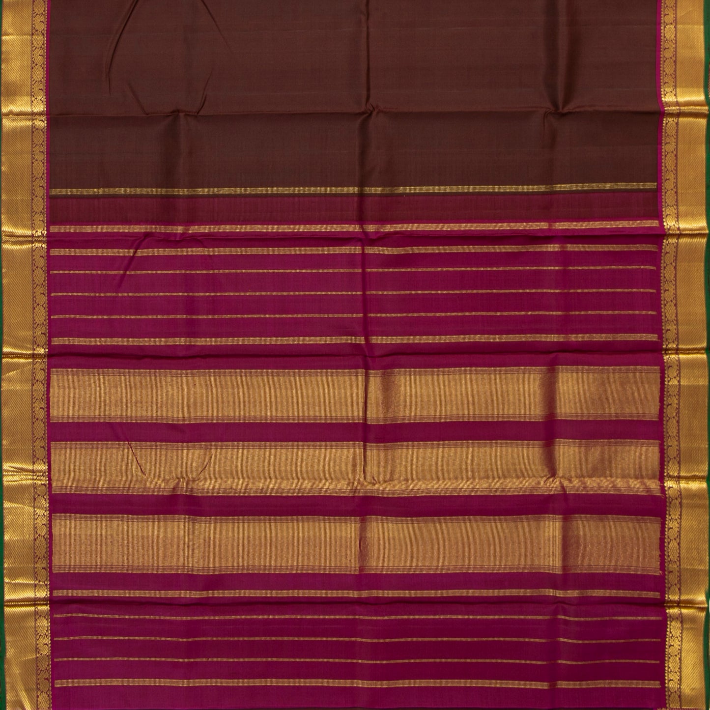 Brown And Magenta Kanchipuram Silk Saree For Festive Wear PV NYC 2023