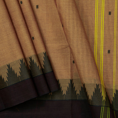 Fawn And Brown Kanchi Cotton Saree For Festive Wear PV MM KC 495