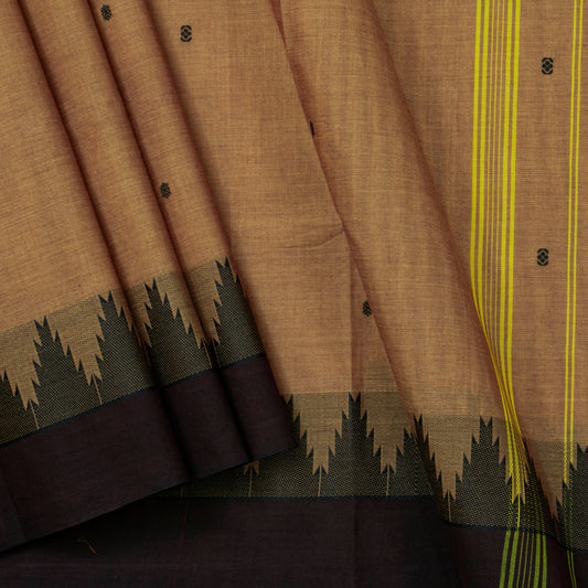 Fawn And Brown Kanchi Cotton Saree For Festive Wear PV MM KC 495