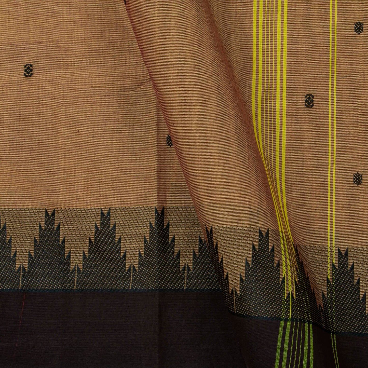 Fawn And Brown Kanchi Cotton Saree For Festive Wear PV MM KC 495
