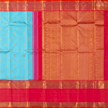Anandha Blue And Pink Kanchipuram Silk Saree For Bridal Wear PV NYC 1967