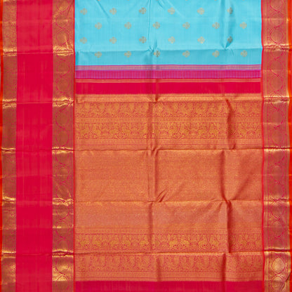 Anandha Blue And Pink Kanchipuram Silk Saree For Bridal Wear PV NYC 1967