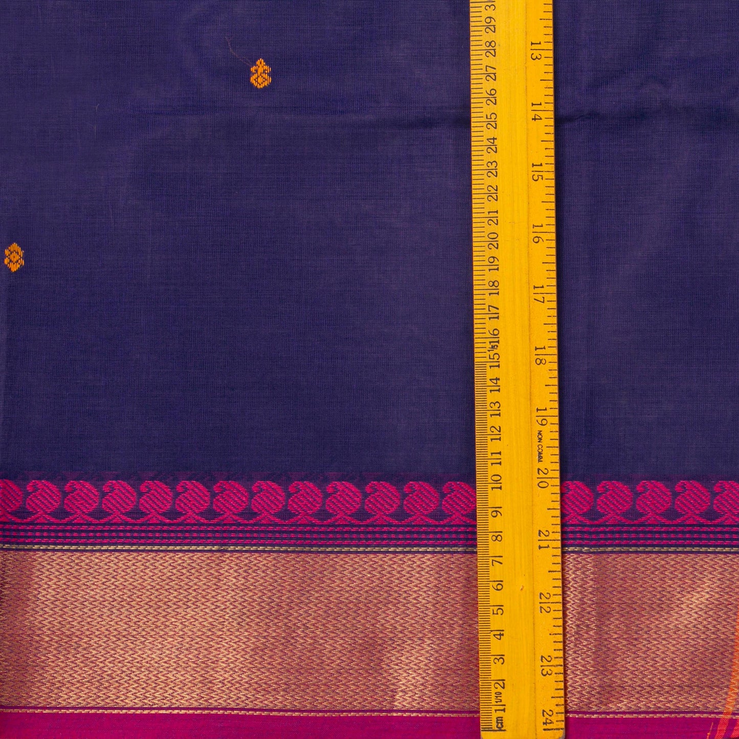 Navy Blue And Pink Kanchi Cotton Saree For Festive Wear PV MM KC 430 - Cotton Saree - Panjavarnam PV MM KC 430