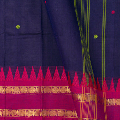 Blue Kanchi Cotton Saree Ganga Jamuna Border For Festive Wear PV MM KC 396 - Cotton Saree - Panjavarnam PV MM KC 396