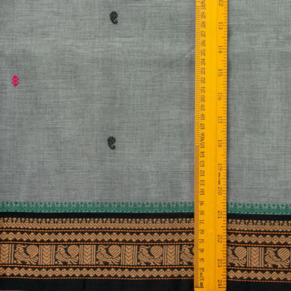 Grey And Black Kanchi Cotton Saree For Festive Wear PV MM KC 421 - Cotton Saree - Panjavarnam PV MM KC 421