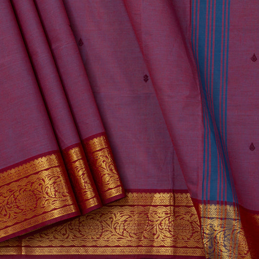 Mauve And Maroon Kanchi Cotton Saree For Festive Wear PV MM KC 407 - Cotton Saree - Panjavarnam PV MM KC 407