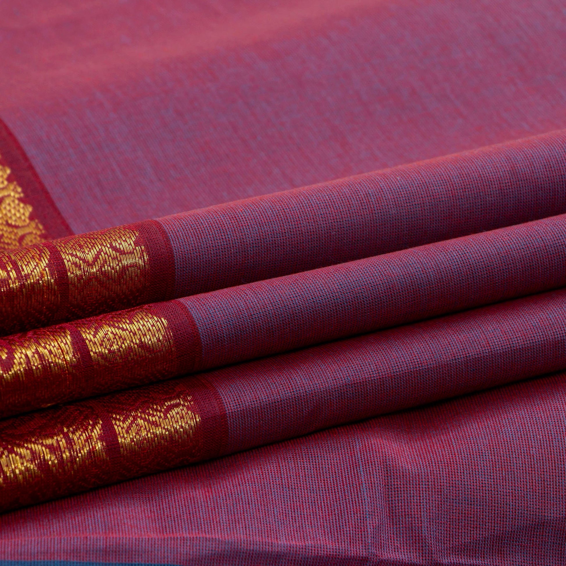 Mauve And Maroon Kanchi Cotton Saree For Festive Wear PV MM KC 407 - Cotton Saree - Panjavarnam PV MM KC 407