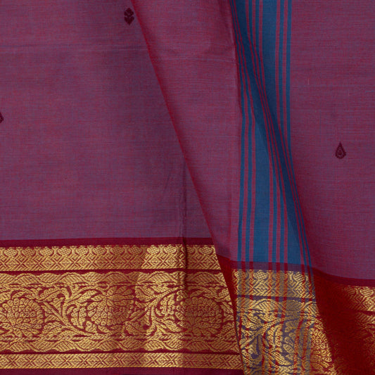 Mauve And Maroon Kanchi Cotton Saree For Festive Wear PV MM KC 407 - Cotton Saree - Panjavarnam PV MM KC 407