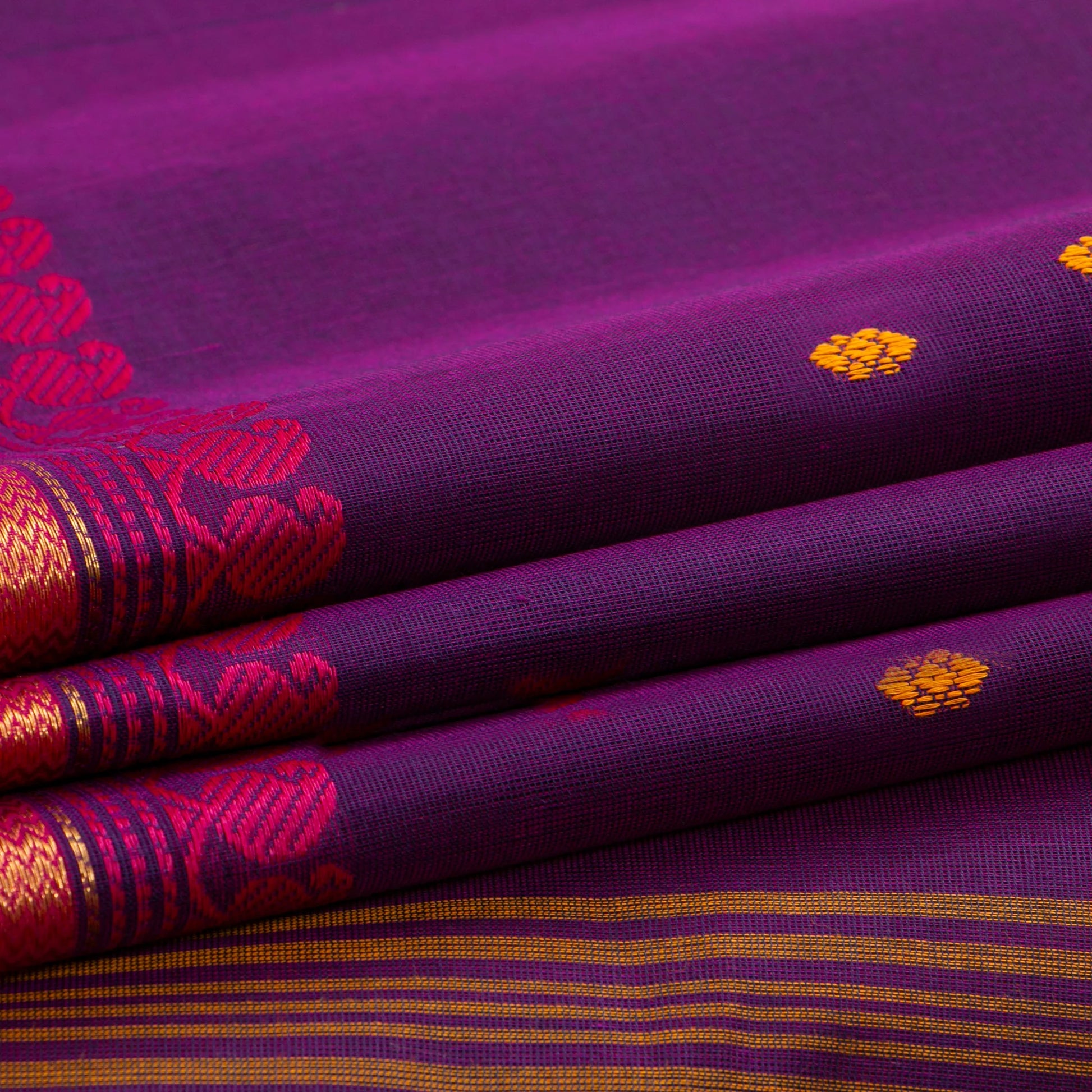 Purple And Pink Kanchi Cotton Saree For Festive Wear PV MM KC 441 - Cotton Saree - Panjavarnam PV MM KC 441