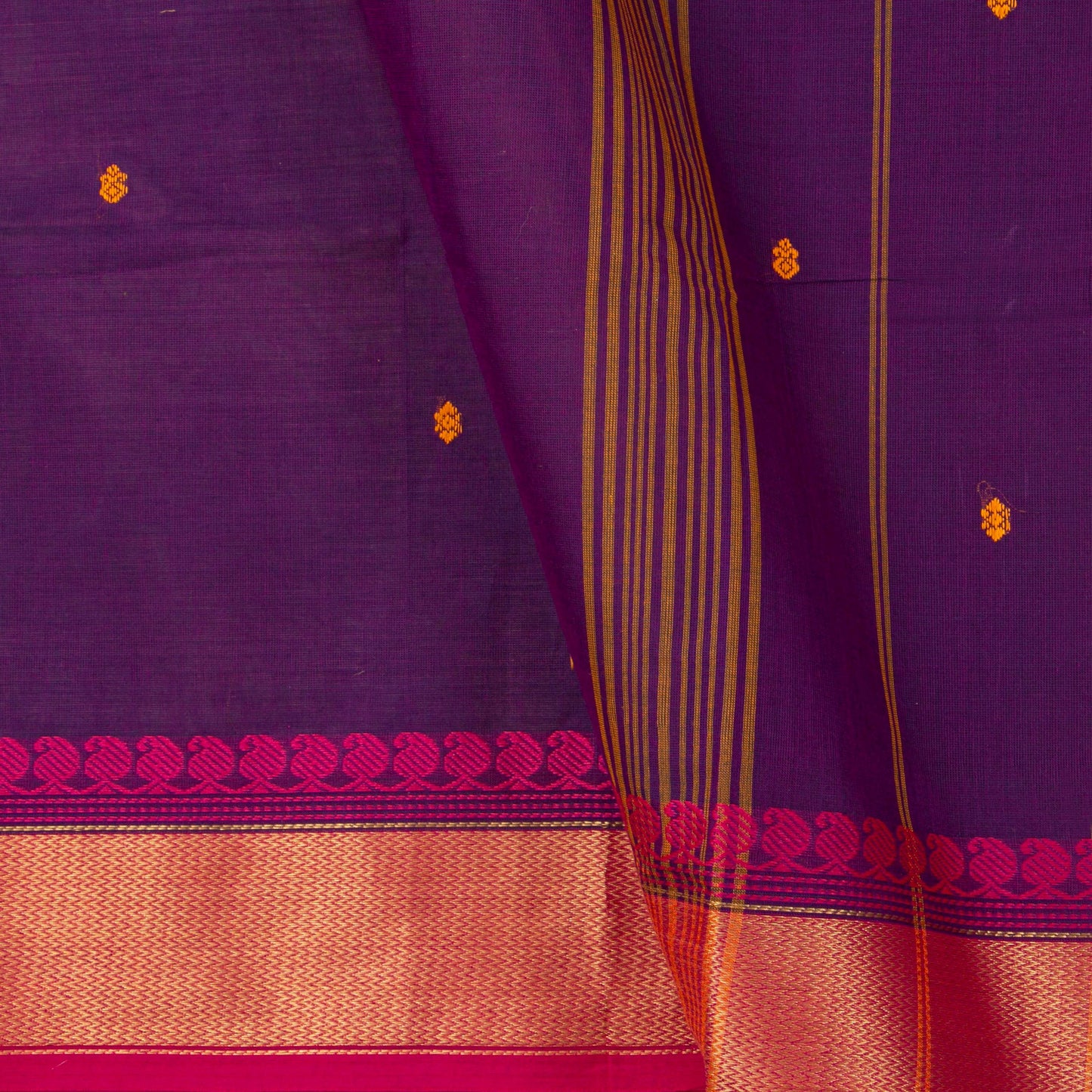 Purple And Pink Kanchi Cotton Saree For Festive Wear PV MM KC 441 - Cotton Saree - Panjavarnam PV MM KC 441