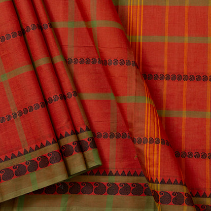 Rust Chettinad Cotton Saree PV SK CC 211