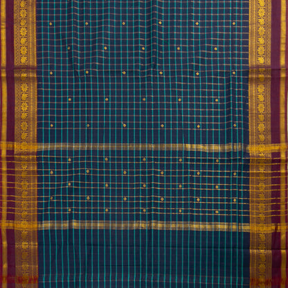 Blue And Maroon Chettinad Cotton Saree PV SK CC 281