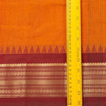 Orange And Red Kanchi Cotton Saree For Festive Wear PV MM KC 425