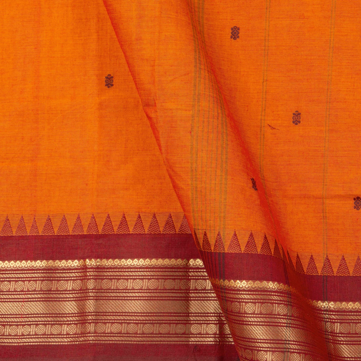 Orange And Red Kanchi Cotton Saree For Festive Wear PV MM KC 425