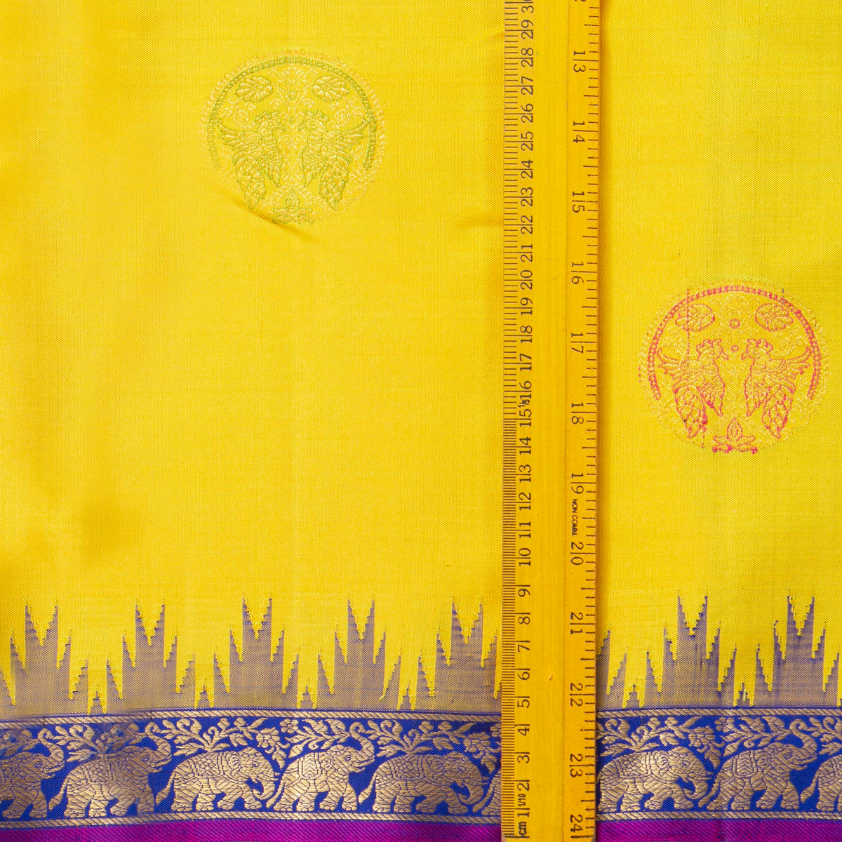 Yellow And Blue Kanchipuram Silk Saree For Festive Wear PV NYC 2006