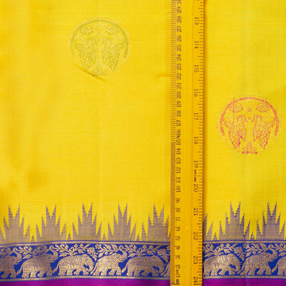 Yellow And Blue Kanchipuram Silk Saree For Festive Wear PV NYC 2006