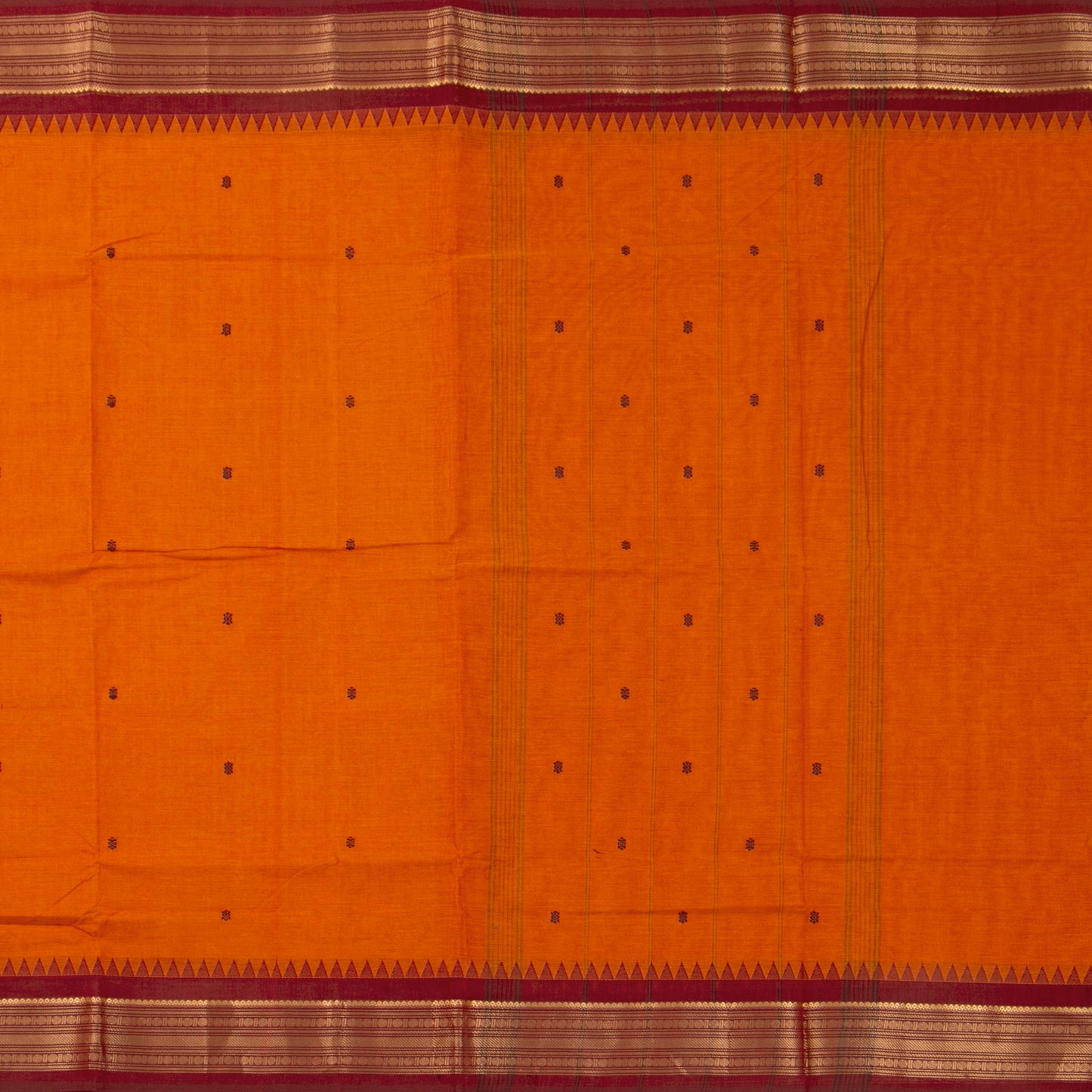 Orange And Red Kanchi Cotton Saree For Festive Wear PV MM KC 425