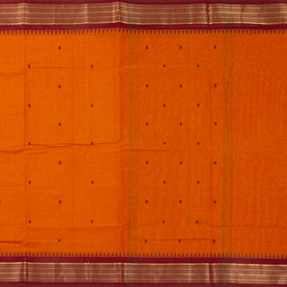 Orange And Red Kanchi Cotton Saree For Festive Wear PV MM KC 425