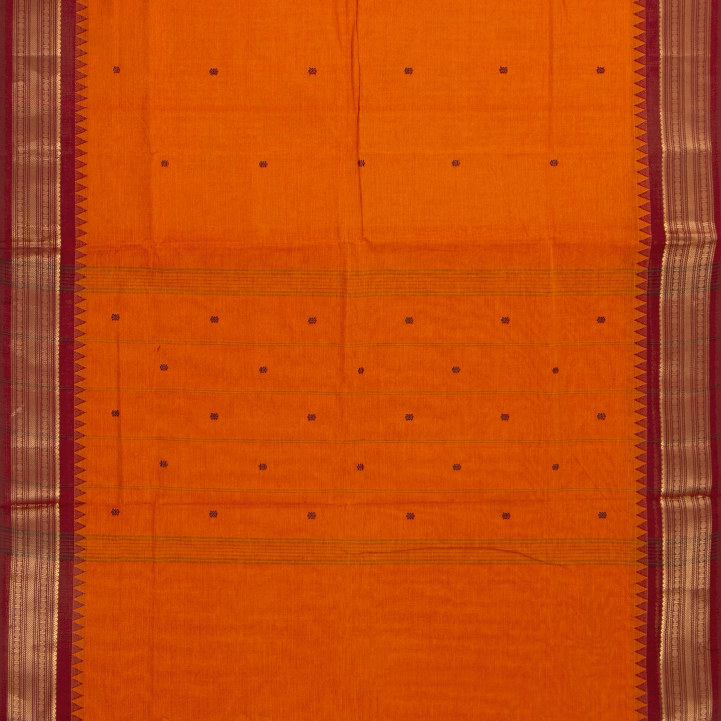 Orange And Red Kanchi Cotton Saree For Festive Wear PV MM KC 425