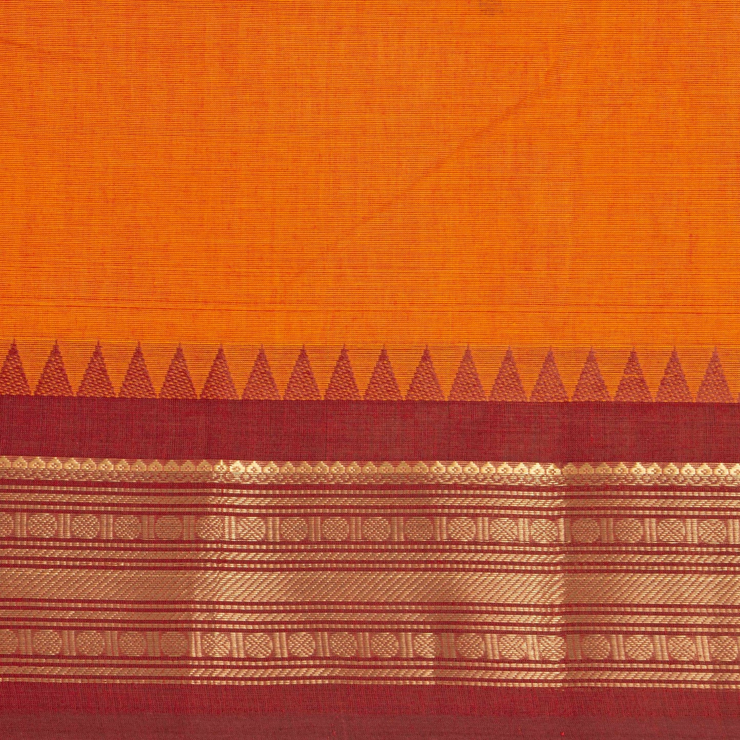 Orange And Red Kanchi Cotton Saree For Festive Wear PV MM KC 425