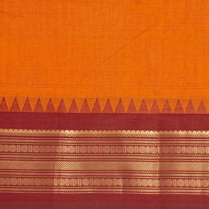 Orange And Red Kanchi Cotton Saree For Festive Wear PV MM KC 425