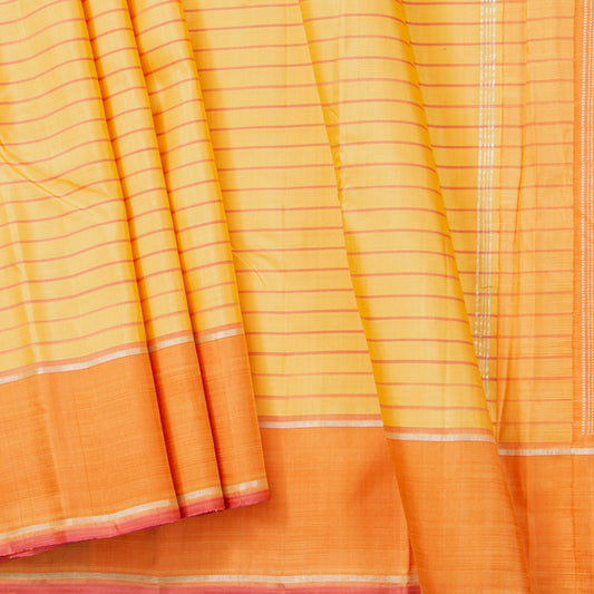 Sandal And Peach Kanchipuram Silk Saree For Festive Wear PV NYC 1960