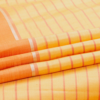 Sandal And Peach Kanchipuram Silk Saree For Festive Wear PV NYC 1960