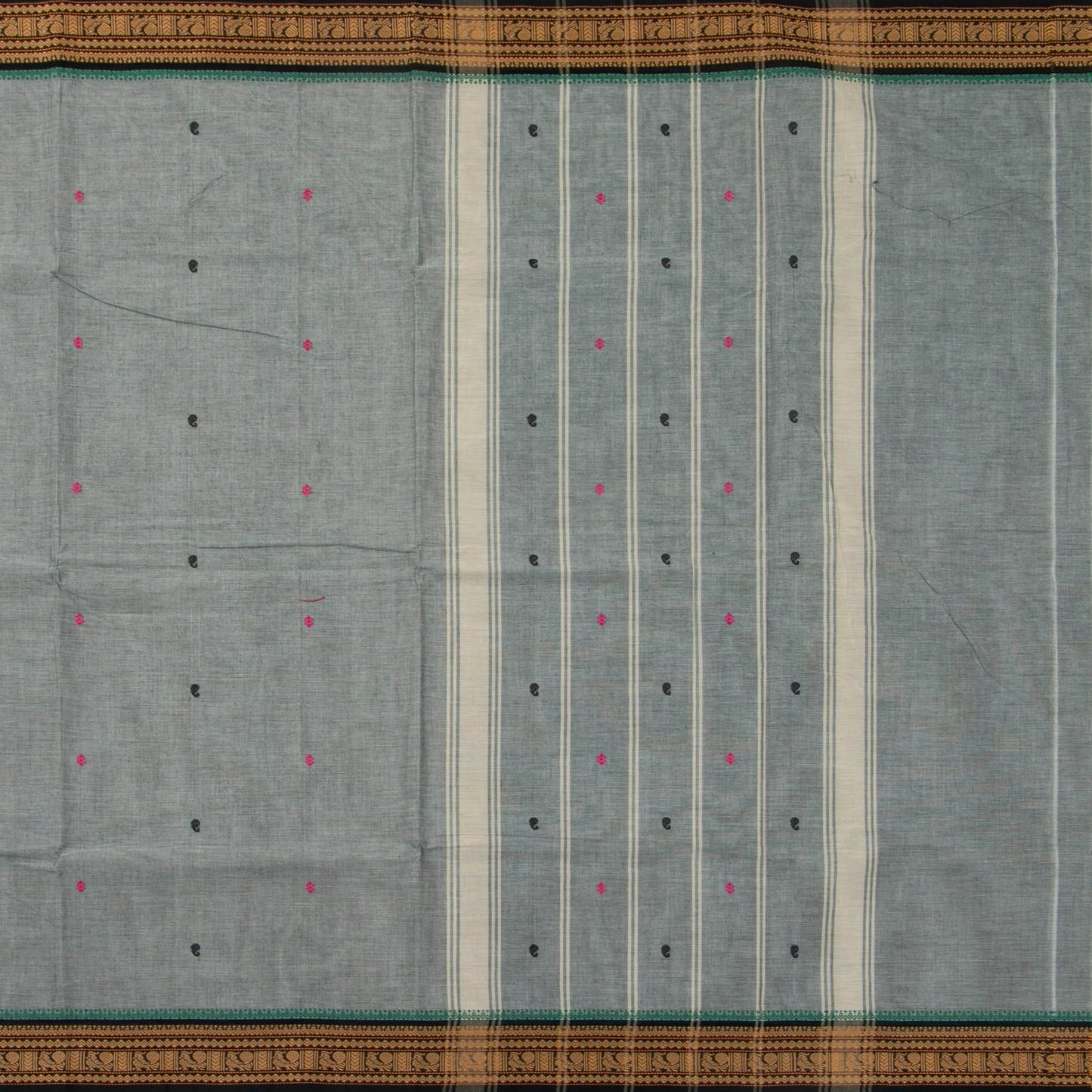 Grey And Black Kanchi Cotton Saree For Festive Wear PV MM KC 421 - Cotton Saree - Panjavarnam PV MM KC 421