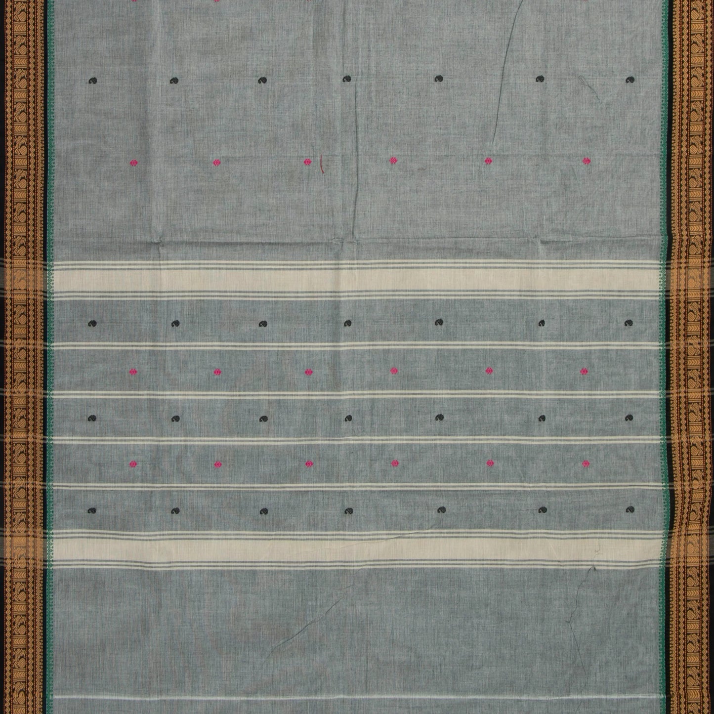 Grey And Black Kanchi Cotton Saree For Festive Wear PV MM KC 421 - Cotton Saree - Panjavarnam PV MM KC 421