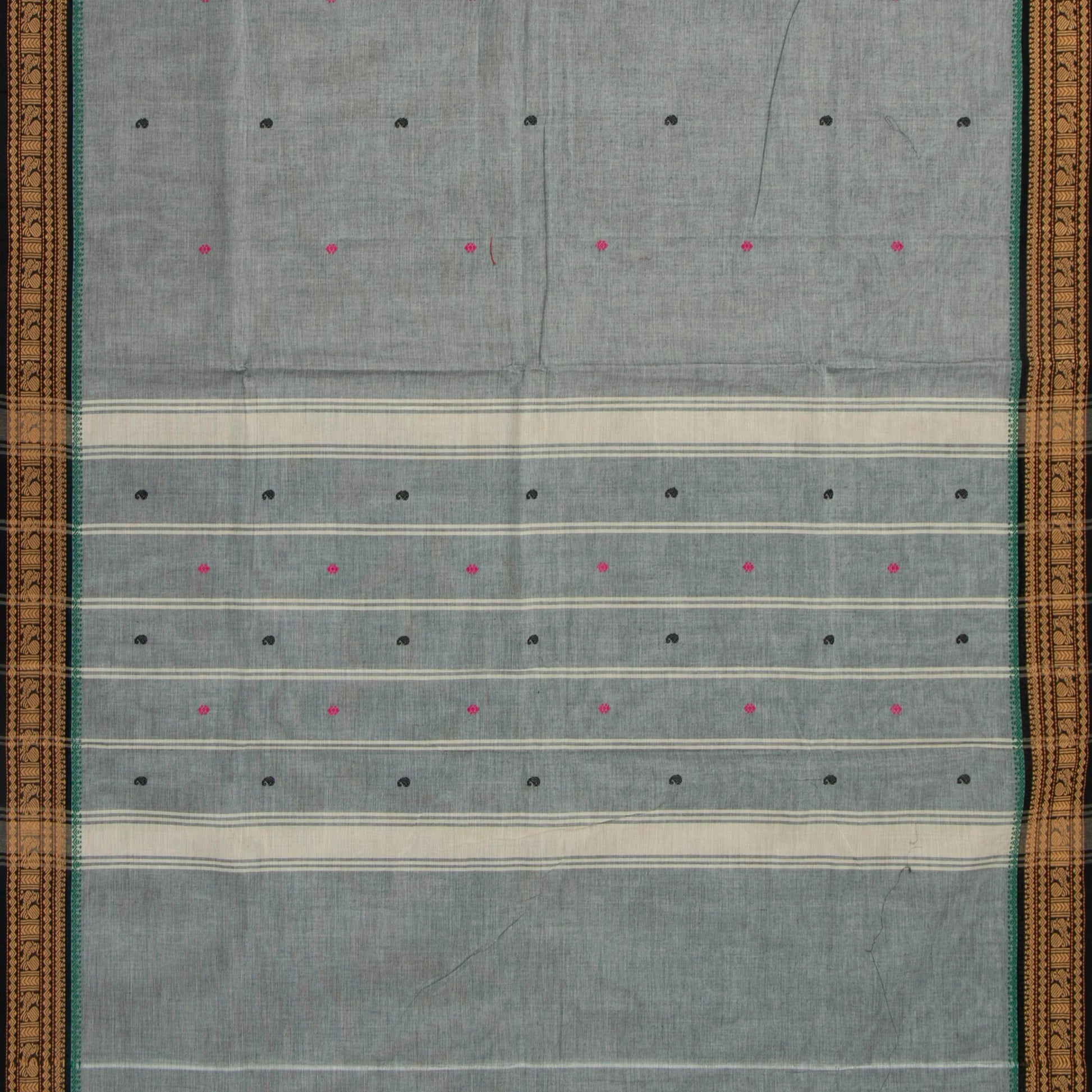 Grey And Black Kanchi Cotton Saree For Festive Wear PV MM KC 421 - Cotton Saree - Panjavarnam PV MM KC 421