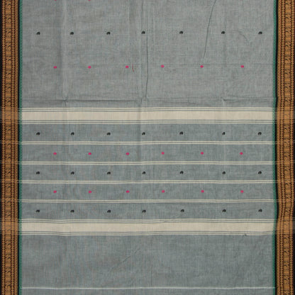 Grey And Black Kanchi Cotton Saree For Festive Wear PV MM KC 421 - Cotton Saree - Panjavarnam PV MM KC 421