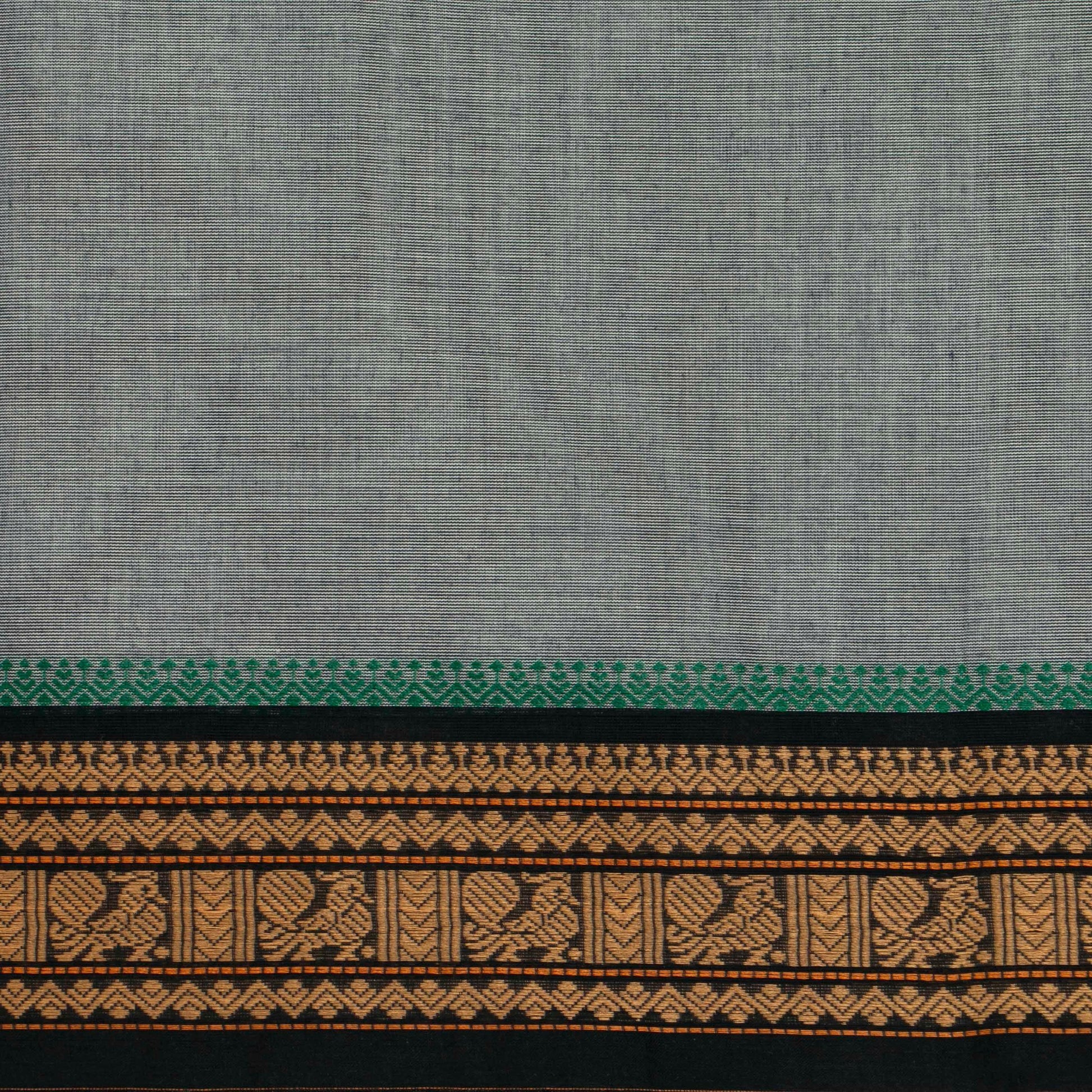 Grey And Black Kanchi Cotton Saree For Festive Wear PV MM KC 421 - Cotton Saree - Panjavarnam PV MM KC 421