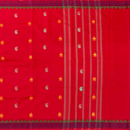 Red Chettinad Cotton Saree PV SK CC 184