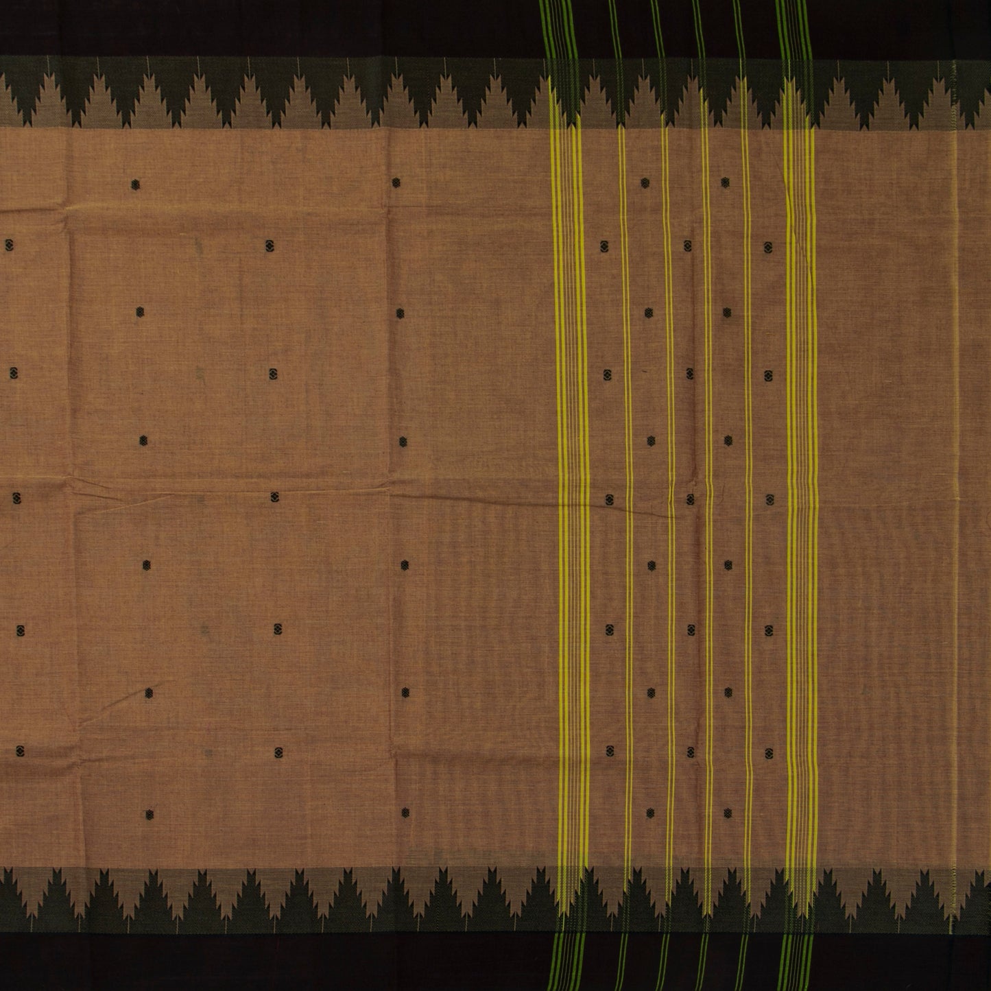 Fawn And Brown Kanchi Cotton Saree For Festive Wear PV MM KC 495