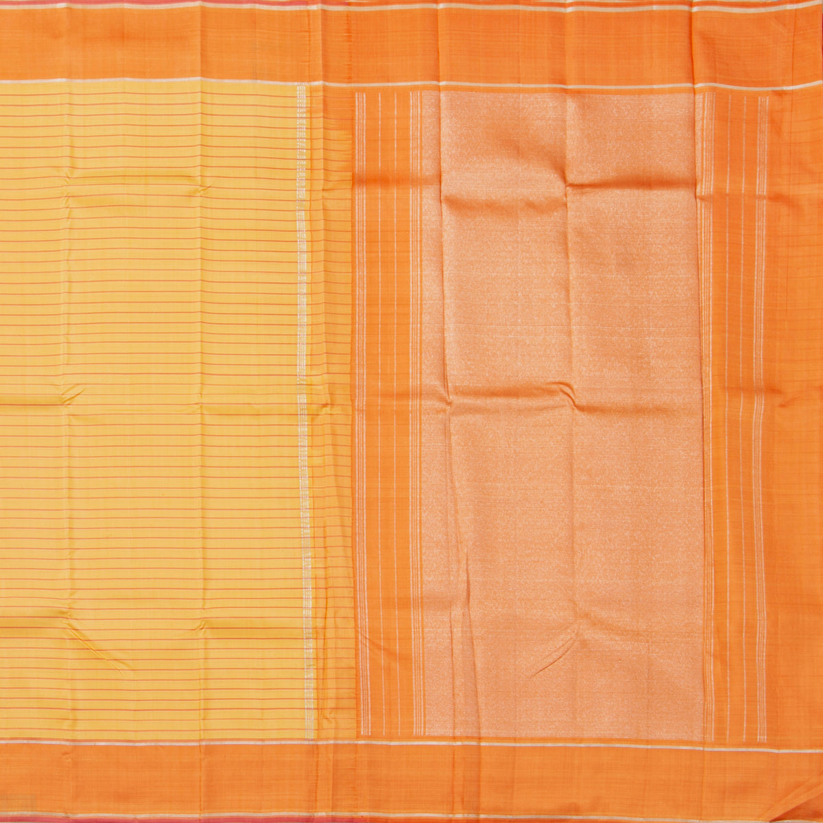 Sandal And Peach Kanchipuram Silk Saree For Festive Wear PV NYC 1960