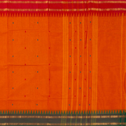 Orange Kanchi Cotton Saree Ganga Jamuna Border For Festive Wear PV MM KC 413